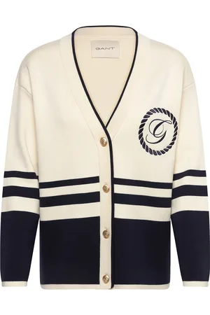 GANT Varsity V-Neck Cardigan Kräm