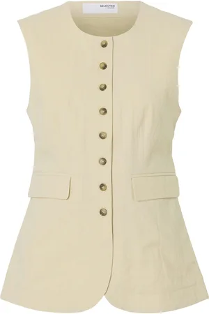 SELECTED Slfiluna Sl Butt D Pocket Vest B Kräm