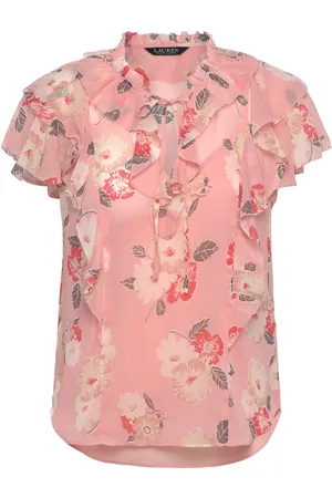 Ralph Lauren Floral Ruffle-Trim Georgette Blouse