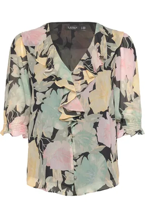 Ralph Lauren Floral Georgette Ruffle-Trim Blouse Multi/patterned