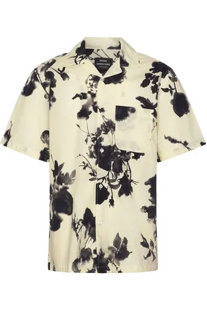 Mads Norgaard Organic Cotton Poplin Kenji Aop Shirt Ss Kräm