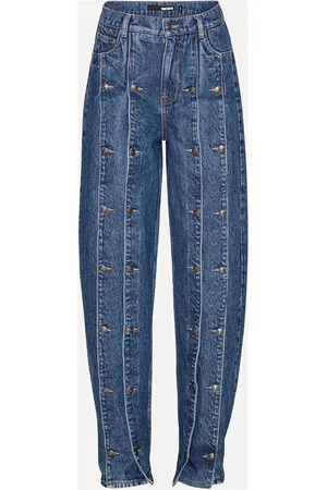 ROTATE Button Detail Wide Jeans