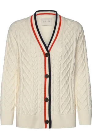 GANT Contrast Cable Cardigan Kräm
