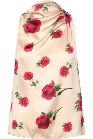MANGO Floral Satin Blouse