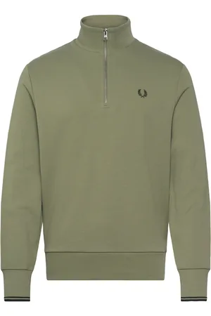Fred Perry Half Zip Sweatshirt Khaki Green