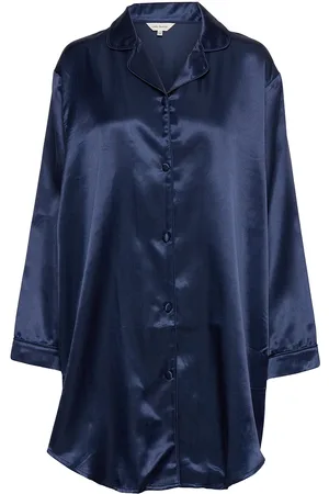 Lady Avenue Satin Long Sleeve Nightshirt