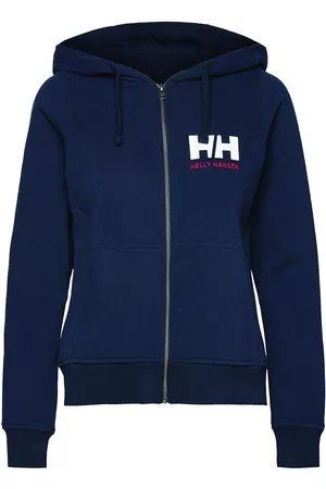 Helly Hansen Kvinna Hoodies - W Hh Logo Full Zip Hoodie Blue
