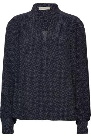 Hunkydory Elena Printed Blouse Navy