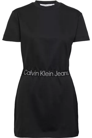 Calvin Klein Kvinna Festklänningar - Logo Waist Milano T-Shirt Dress Black