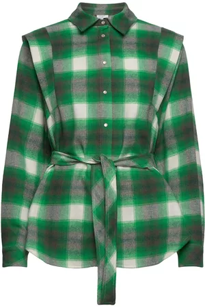 Dante 6 Kvinna Långärmade skjortor - Rosy Belted Check Shirt Green