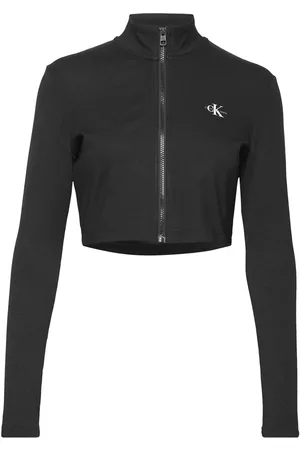 Calvin Klein Kvinna Långärmade t-shirts - Short Milano Zip-Through Black