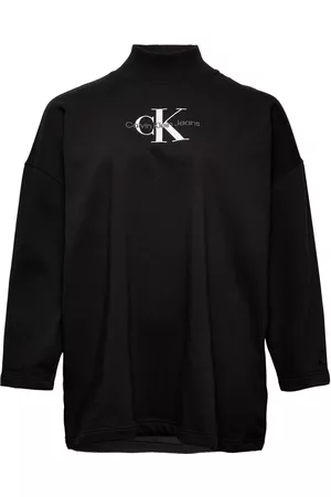 Calvin Klein Kvinna Hoodies - Plus Archival Monologo Mock Neck Black