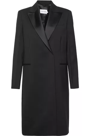 Calvin Klein Kvinna Vinterkappor - Wool Tuxedo Coat Black