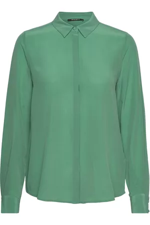 Bruuns Bazaar Kvinna Långärmade t-shirts - Lillie Corinna Silkshirt Green