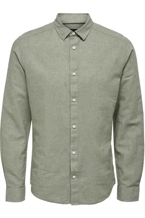 Only & Sons Onscaiden Life Ls Solid Linen Shirt Noos Green
