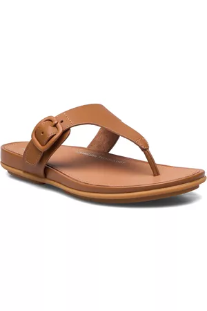 FitFlop Kvinna Sandaler - Gracie Rubber-Buckle Leather Toe-Post Sandals Brown