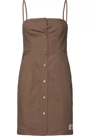 Calvin Klein Kvinna Festklänningar - Badge Strappy Workwear Dress Brown