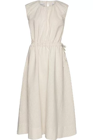 Dagmar Kvinna Midiklänningar - Ruffle Cotton Dress White