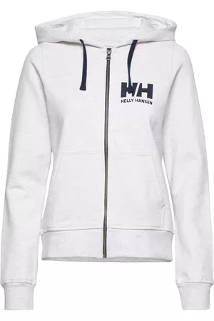 Helly Hansen Kvinna Vita hoodies - W Hh Logo Full Zip Hoodie White