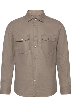 MANGO Chest-Pocket Cotton Overshirt Beige