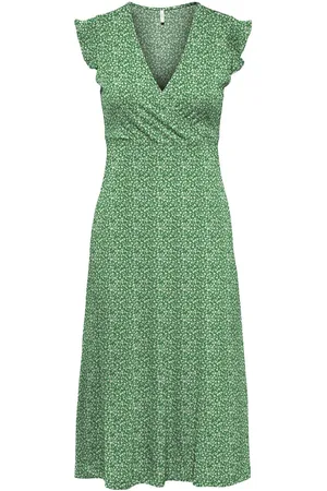 ONLY Onlmay Life S/L Wrap Midi Dress Jrs Green