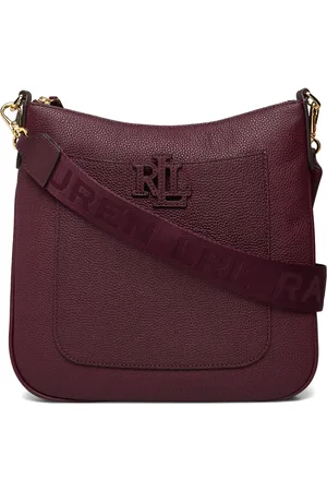 Ralph Lauren Pebbled Leather Large Cameryn Crossbody Burgundy