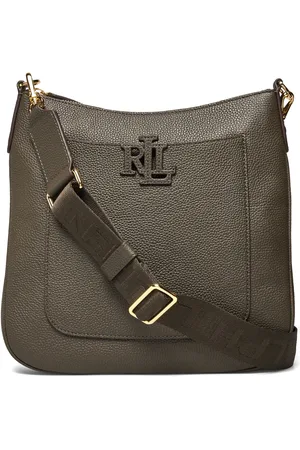 Ralph Lauren Pebbled Leather Large Cameryn Crossbody Khaki