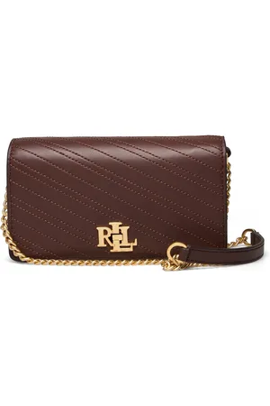 Ralph Lauren Stitched Crossbody Turn-Lock Tech Case Brown