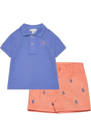 Ralph Lauren Mesh Polo Shirt & Chino Short Set Blue