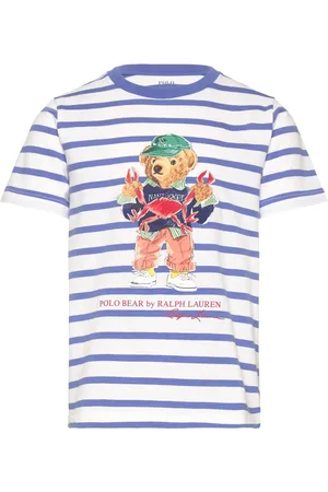 Ralph Lauren Polo Bear Striped Cotton Jersey Tee Blue