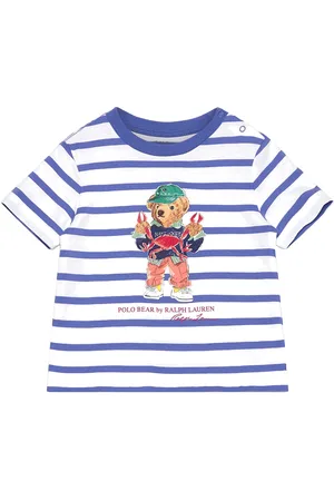 Ralph Lauren Polo Bear Striped Cotton Jersey Tee Blue