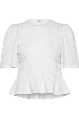 BUBBLEROOM Butterfly Sleeve Smock Top White