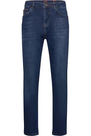 MCS Leather Detail Denim Jeans Blue