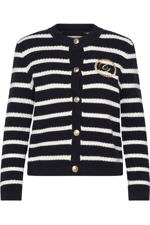 GANT Striped Cotton Knit Jacket Navy