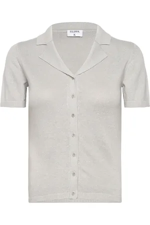 Filippa K Cotton Linen Knit Top Grey