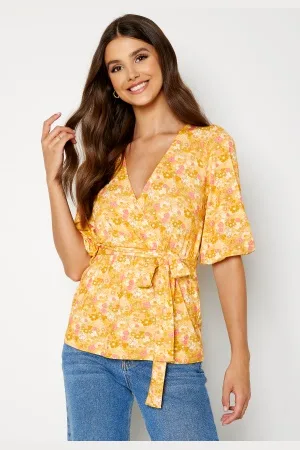 Happy Holly Jalona wrap top Yellow / Floral 32/34