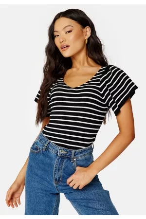 ONLY ONLLeelo Stripe S/S BackPullover Black Stripes:CLOUD M
