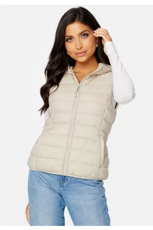 ONLY Kvinna Västar - New Tahoe Hood Waistcoat Pumice Stone XS