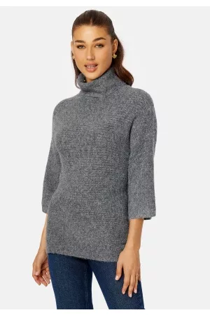 ONLY Kvinna Stickade tröjor - Marli Life 3/4 Long Pullover Pumice Stone Detail: S