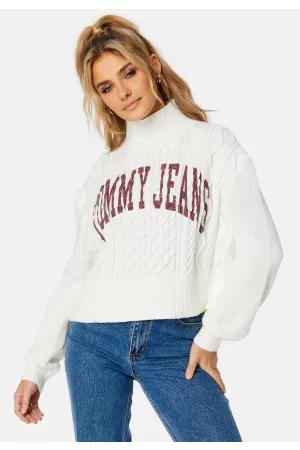 Tommy Hilfiger Crop College Cable Sweater YBL Ecru XL