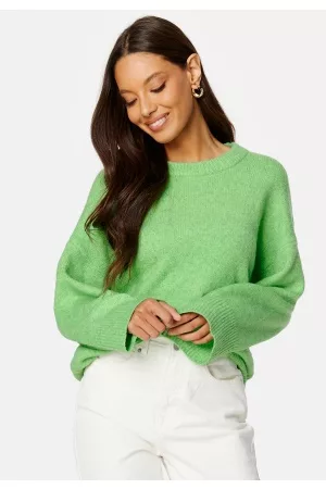 Pieces Tulle LS Oversize O-Neck Knit Absinthe Green L