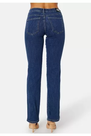 Dr Denim Kvinna Straight jeans - Dixy Low Straight Pyke Plain Dark Blue XL/32