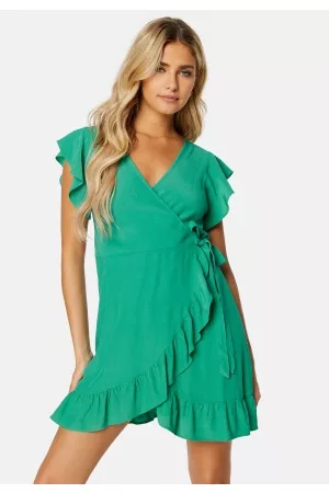 VILA Kvinna Festklänningar - Fini Wrap S/S Short Dress Alhambra 34
