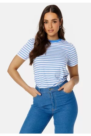 SELECTED Kvinna T-shirts - Essential SS Stripe O-Neck Tee Ultramarine stripes XXL