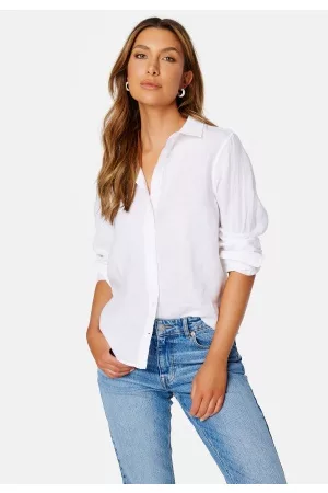 GANT Kvinna Vit skjorta - Linen Chambray Shirt 110 White 36