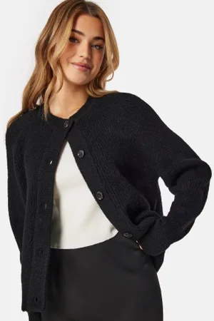 SELECTED Slflulu LS knit short cardigan Black XS