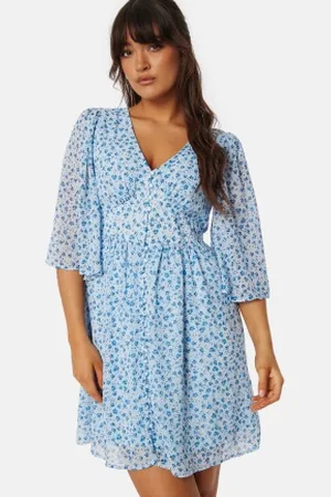 ONLY Onlamanda 3/4 Short Dress Light blue/Floral XS