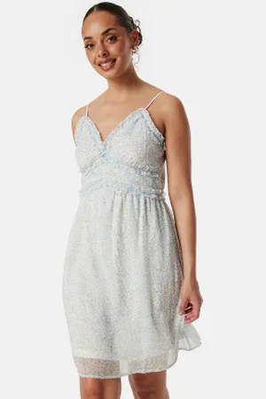 VERO MODA Vmsmilla singlet V frill dress White/Blue/Floral M