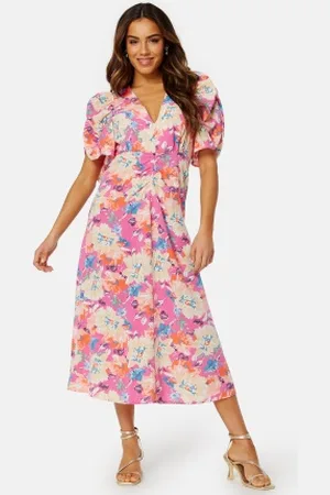 BUBBLEROOM Neala Puff Sleeve Dress Pink / Floral 34
