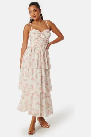 BUBBLEROOM Frill Strap Dress Pink/Floral 46